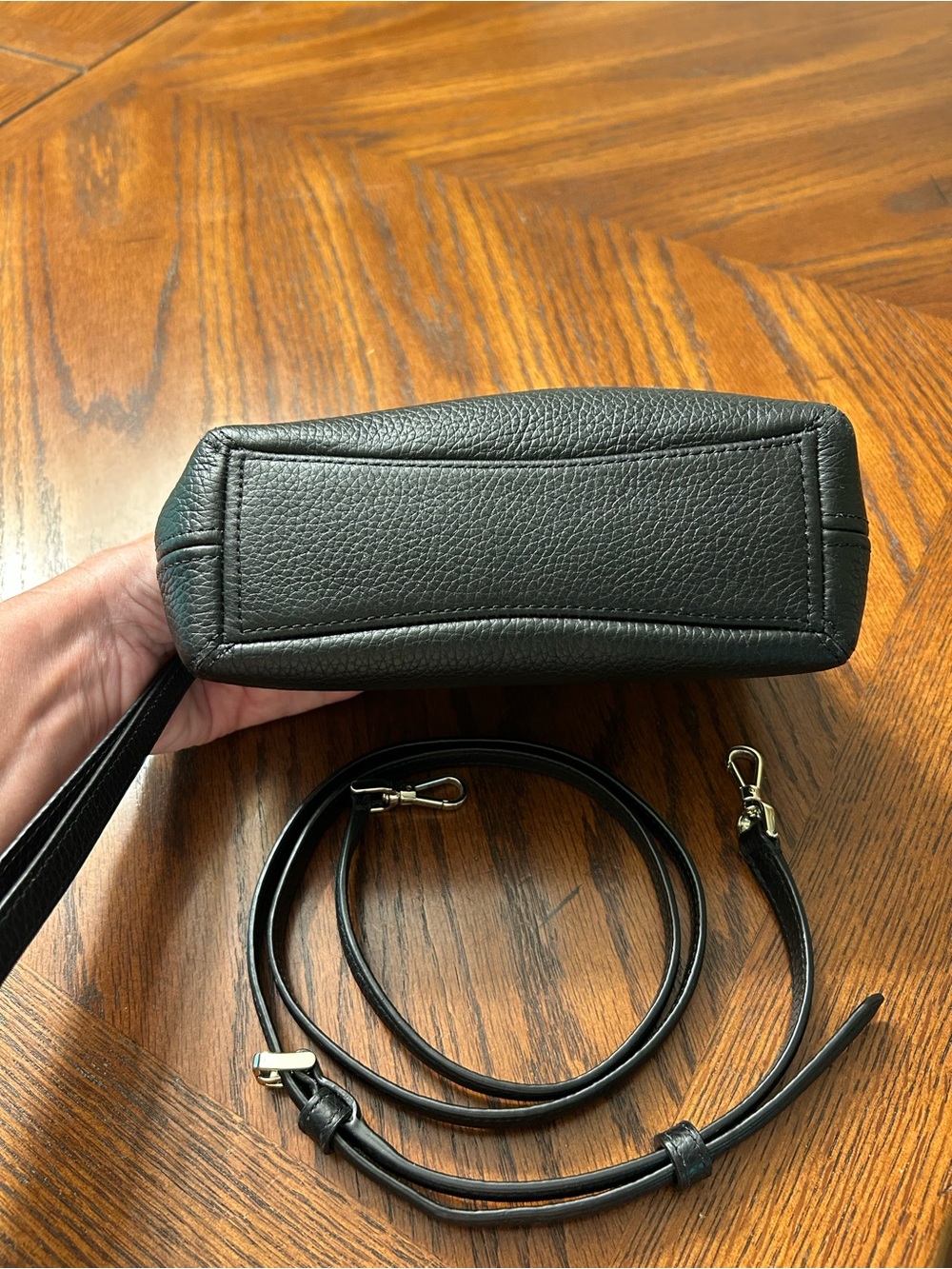 kate spade Dumpling Convertible Crossbody Bag - Black Pebbled Leather - Picture 10 of 11